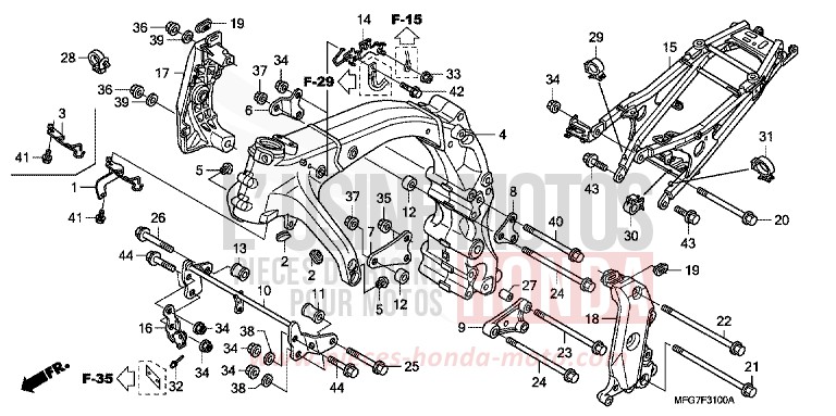 FRAME BODY for CB600F Hornet ABS PEARL SIENA RED (R320) from 2007